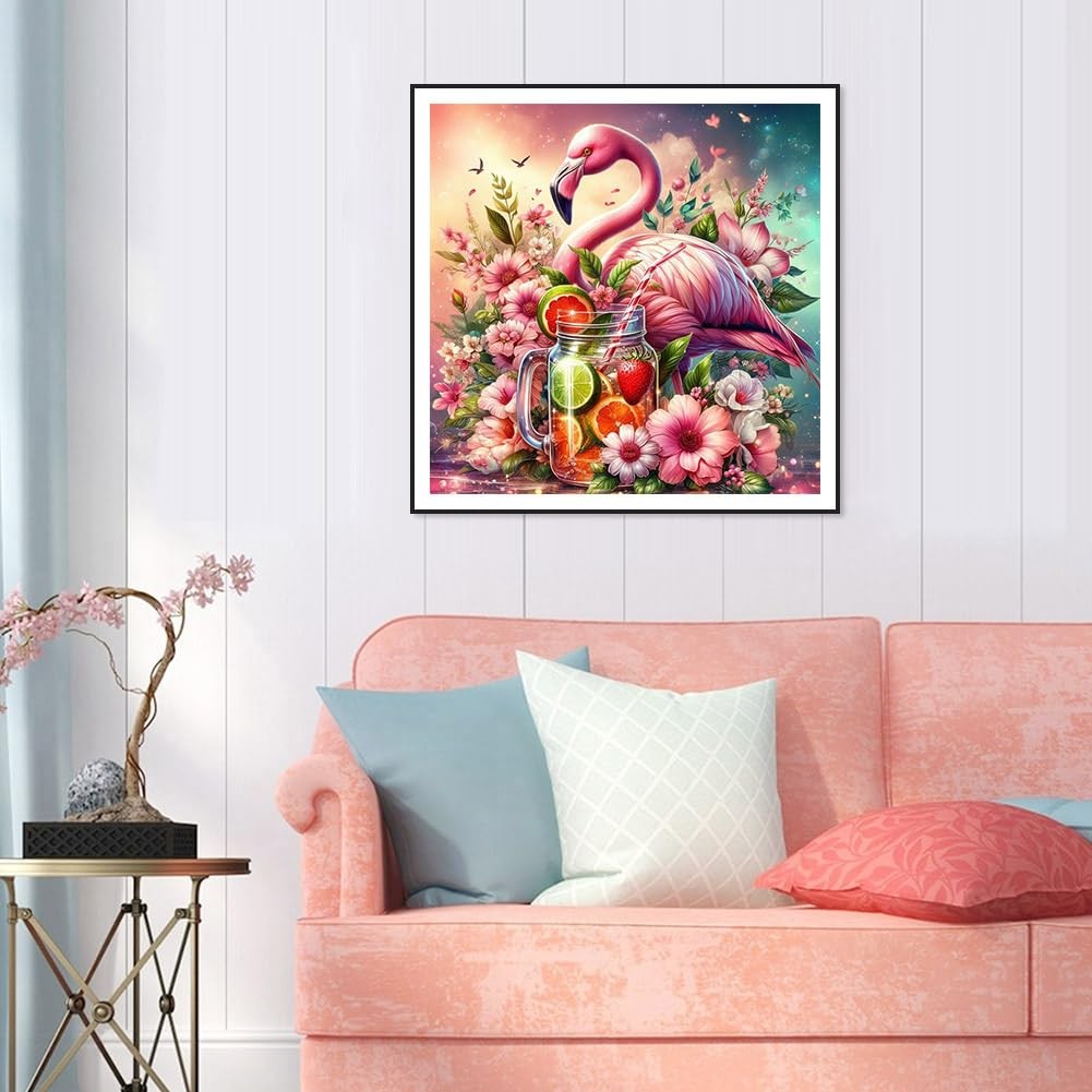 Flamingo Diamond Painting Kits for Adults, 5D DIY Diamond Art Kits for Beginner,