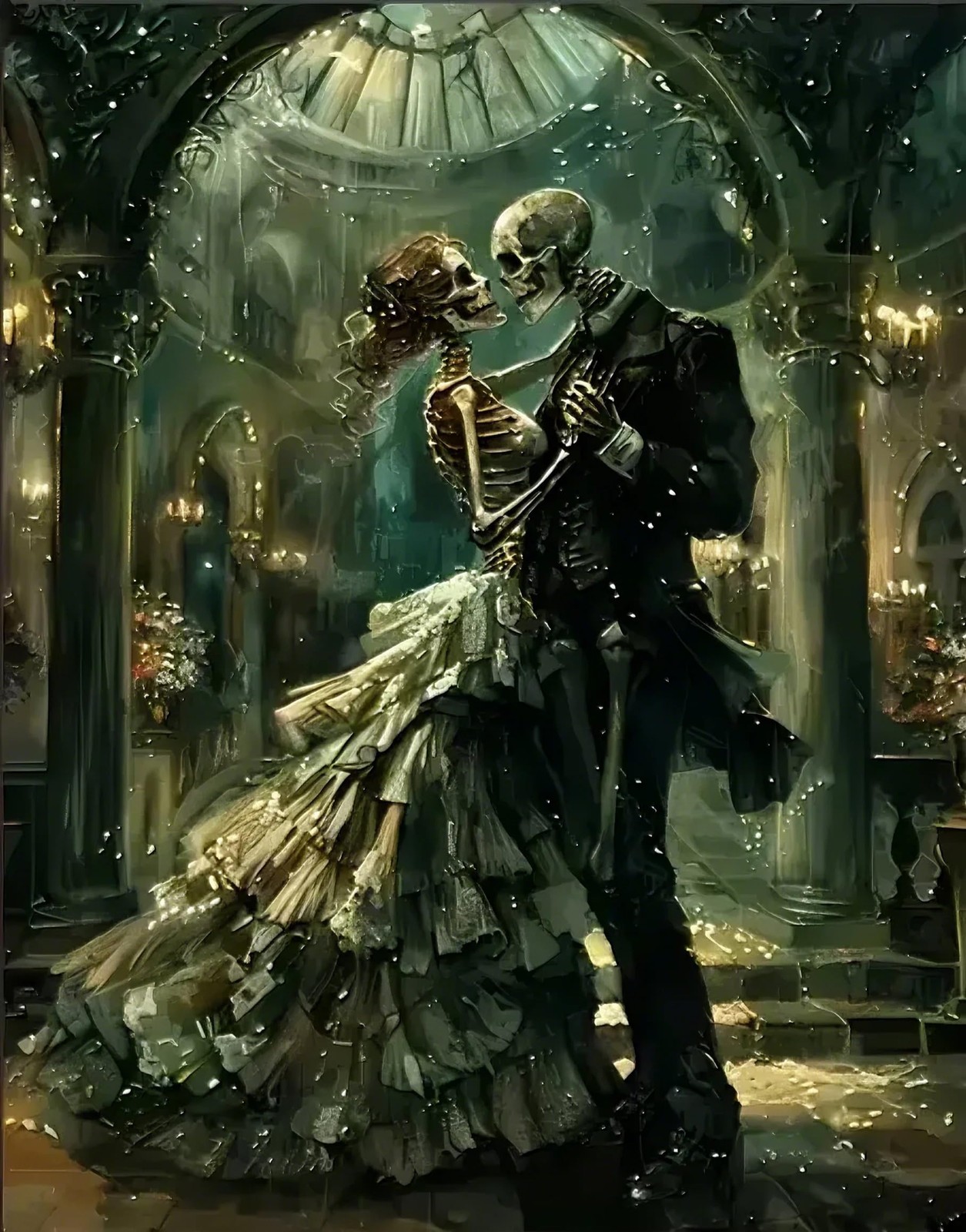 Skull Diamond Art Kits for Adults 12×16 Inch | Romantic Skeleton Lover Diamond P