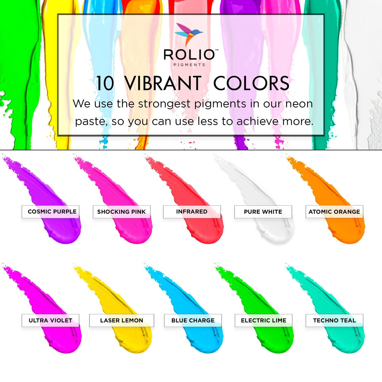 Rolio – Pigment Paste For Epoxy Resin – Neon Paste Set, 1oz, 10 Colors PP01-NC