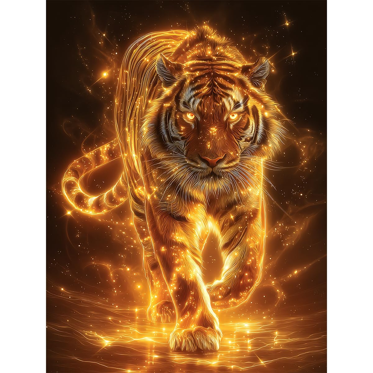 Glowing Tiger Diamond Painting Kits for Adults, 12×16 Inch 5D DIY Full Round