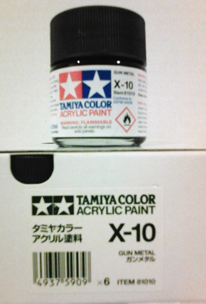 Tàmiya acrylic paint. X10 Gun metal, 23ml.