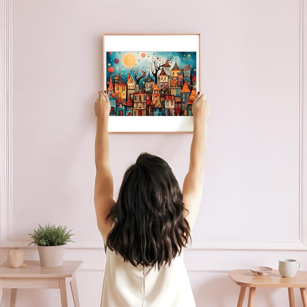 Towns Diamond Art Painting Kit for Adult, Full Drill Round, 12×12 in | Beginner-