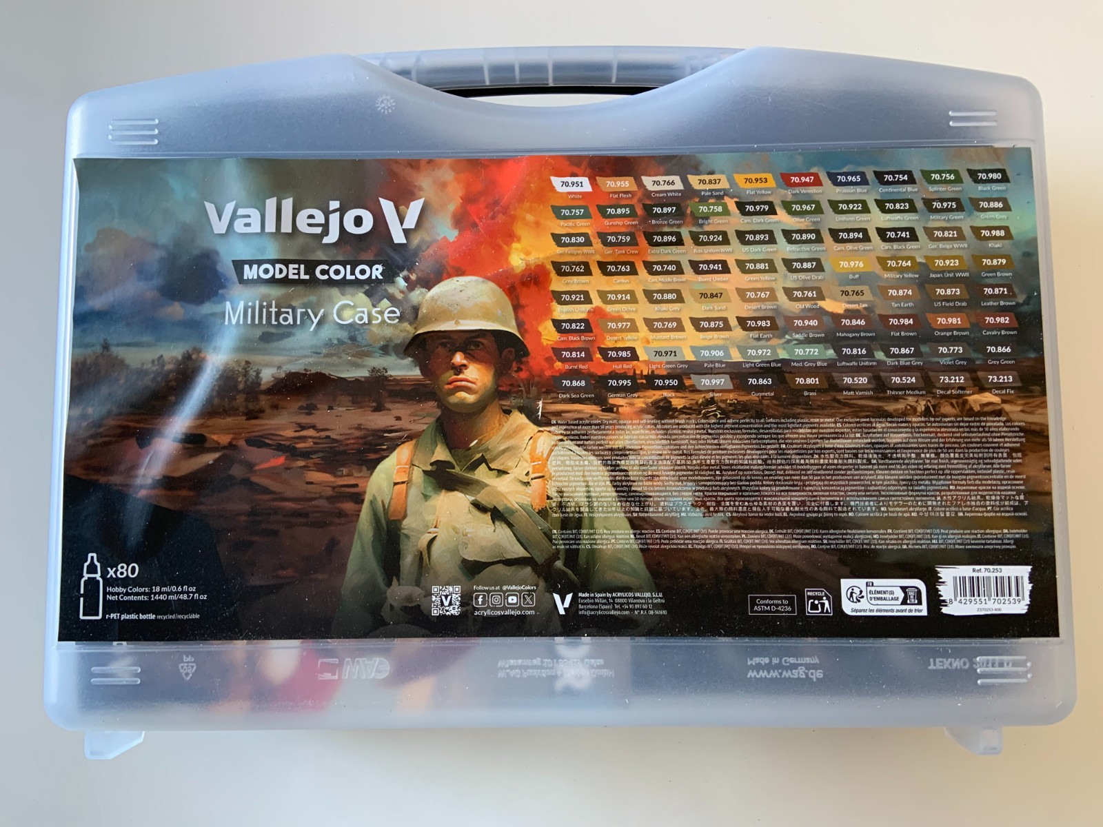 NEW Vallejo V Model Color Military Case 70.253 Acrylic Paints 80 Bottles 0.6oz