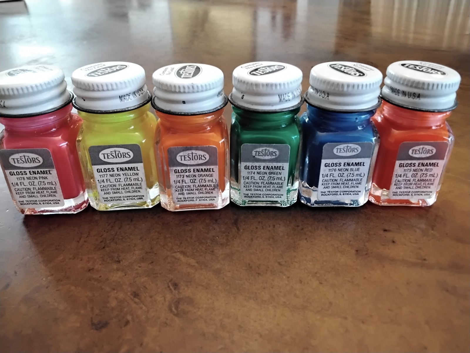 TESTOR NEON RED, ORANGE, GREEN, BLUE, YELLOW, PINK GLOSS ENAMEL PAINTS, 1 ea NEW