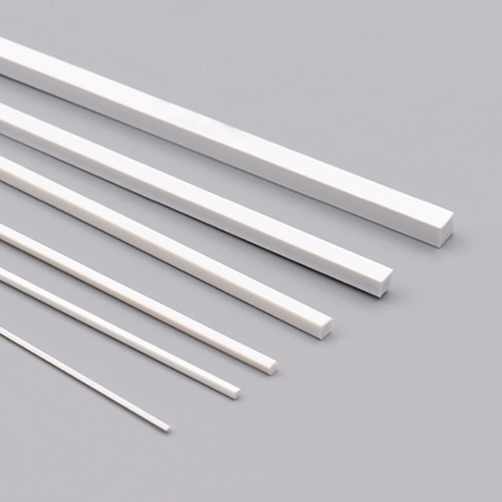White Solid Square Rod Bar ABS Styrene Plastic Modeller 1-10mm Width Long 250mm