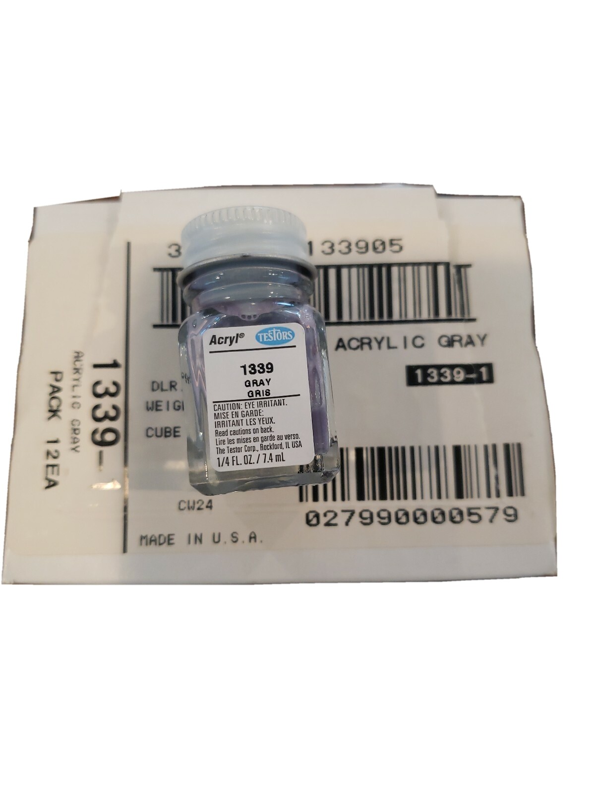 TESTORS MODEL PAINT #1339 ACRYLIC GRAY- 1/4 FL.OZ- NEW