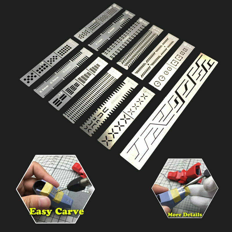 Stainless 13in1 Auxiliary Stencil Templates For 1/100 1/144 MG Gundam Detail-up