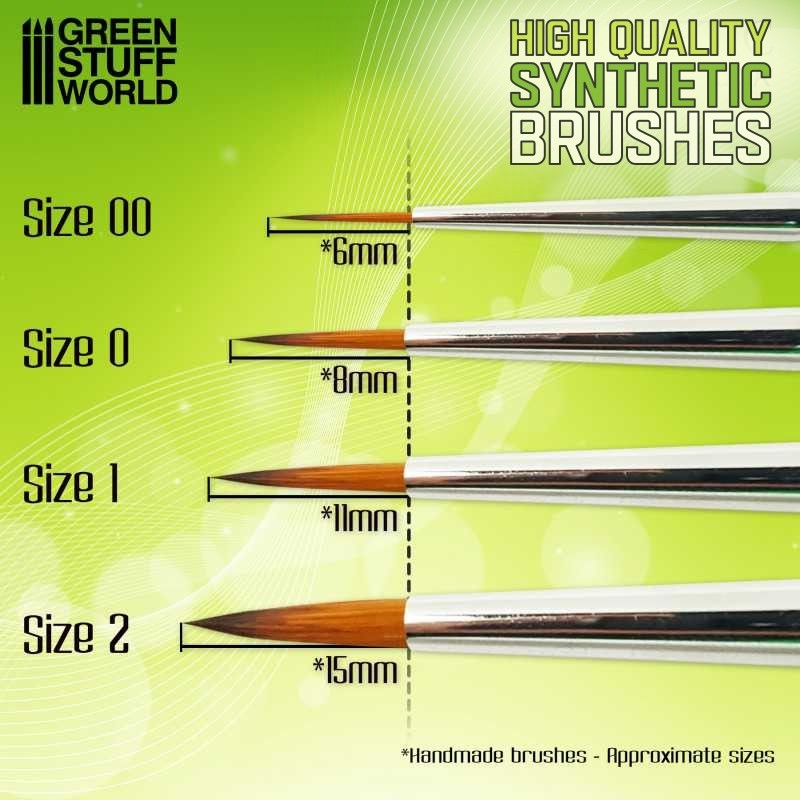 Green Stuff World: BRUSHES – Green Series Synthetic – Singles 4 Brush Sizes