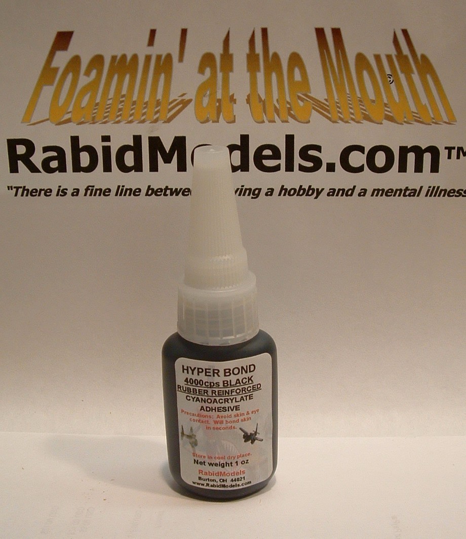 1 OZ **THICK** BLACK RUBBER TOUGHENED CA SUPER GLUE Cyanoacrylate with Pin Cap