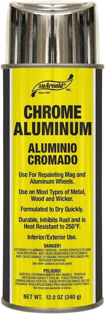 SM Arnold (66-106) Lacquer Spray Paint, Chrome Aluminum Lacquer – 12 oz.