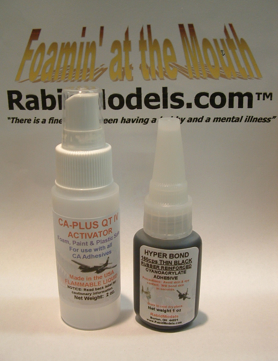 1 oz THIN BLACK RUBBER-TOUGHENED CA Super Glue & 2oz ACCELERATOR Cyanoacrylate