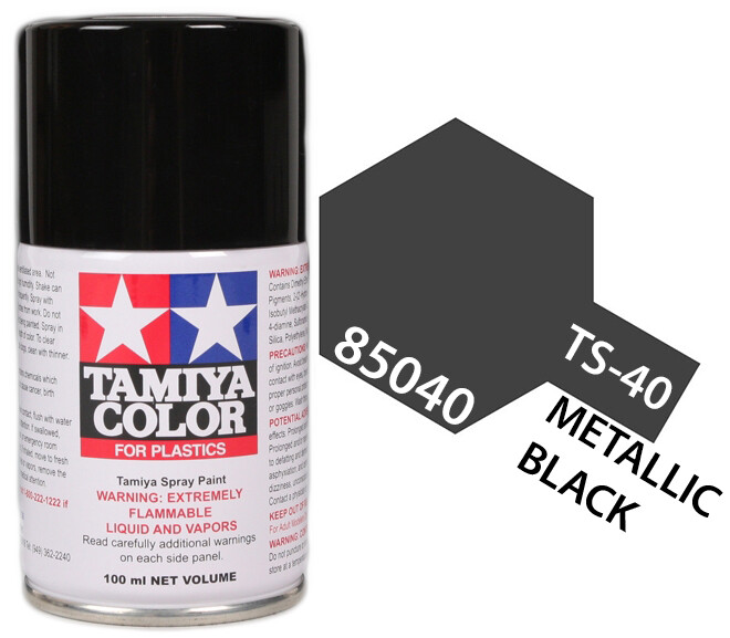 Tamiya 85040 TS-40 Metallic Black Lacquer Spray Paint 100ml – US