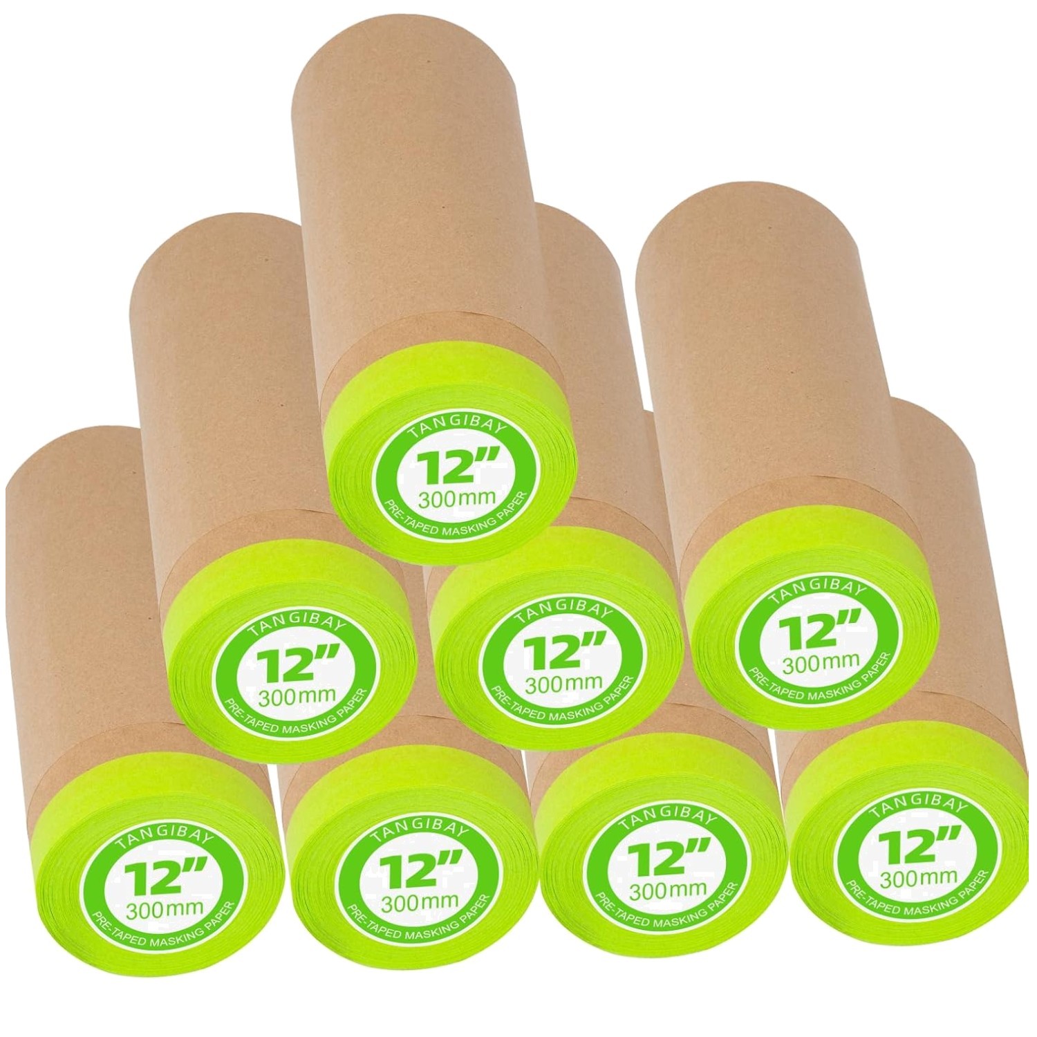 Pre-Taped Masking Paper Roll – 12″x50′ – 8 Rolls