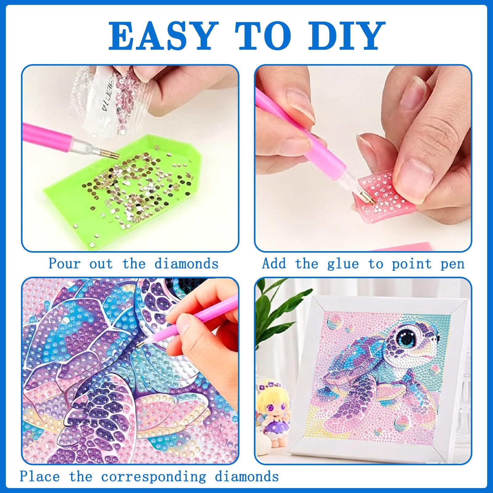 CCGUNANMAOYICC 4 Pieces Diamond Painting Kits for Adults – 6×6 inch, Animal