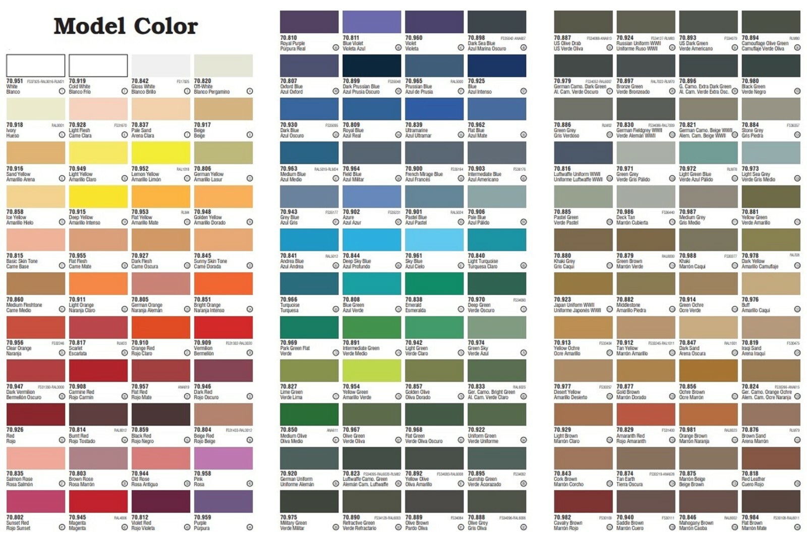 Vallejo Model Color Acrylic Hobby Paints / Mediums / Glazes: 17ml Bottles