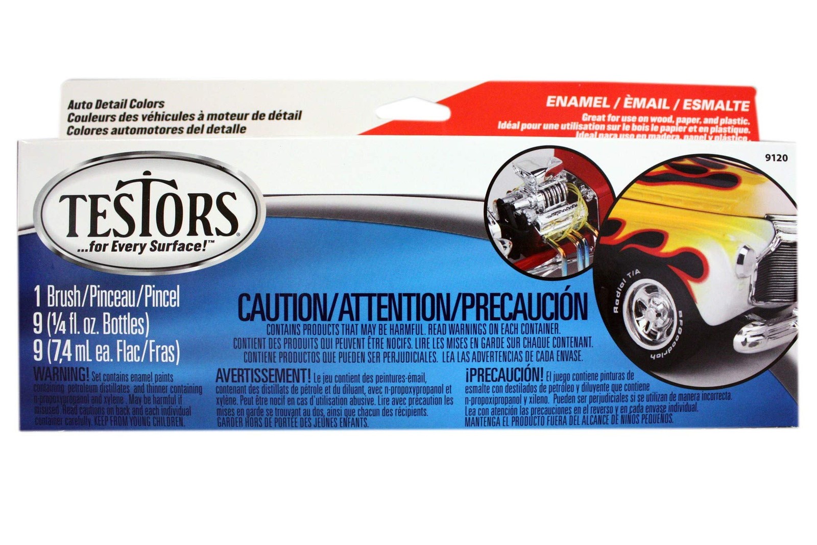 Testors Auto Detail Enamel Paint Set 8 Colors Multi-Color .25 oz Bottles