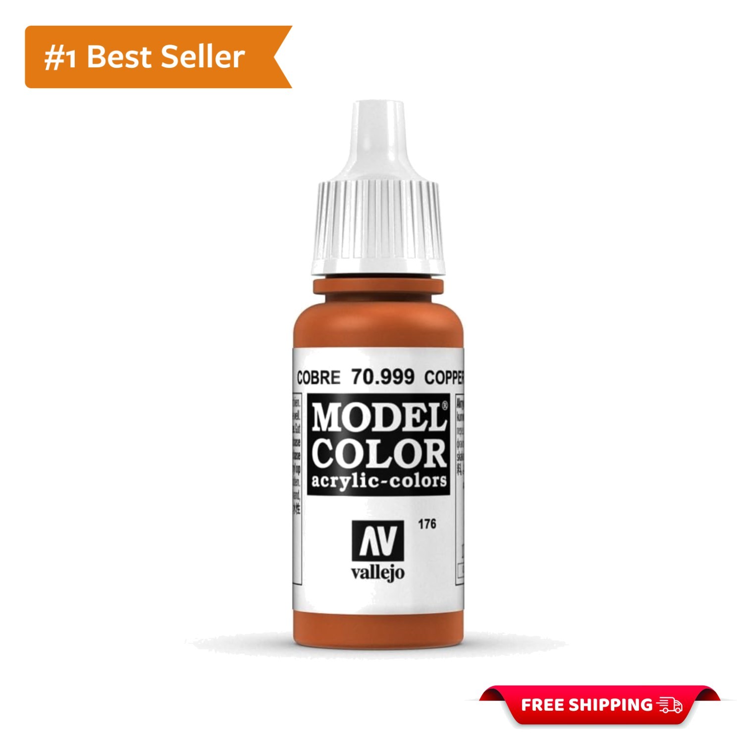 Lightfast 17ml Metallic Copper Paint – Non-Flammable Acrylic for Metal & Plastic