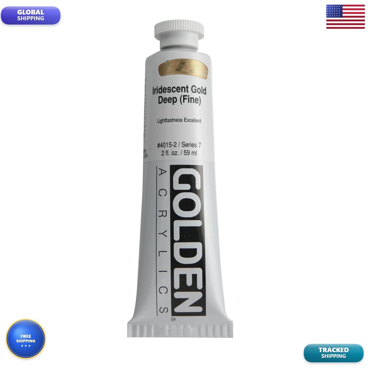 GOLDEN Heavy Body Acrylics, Iridescent Gold Deep (fine), 2 Fl. Oz. Tube