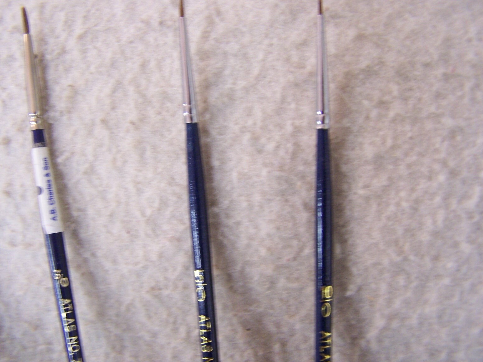 (4) ATLAS RED SABLE BRUSHES: 0, 3/0, 5/0, 10/0 -HOBBY, MODEL, ARTS & CRAFTS