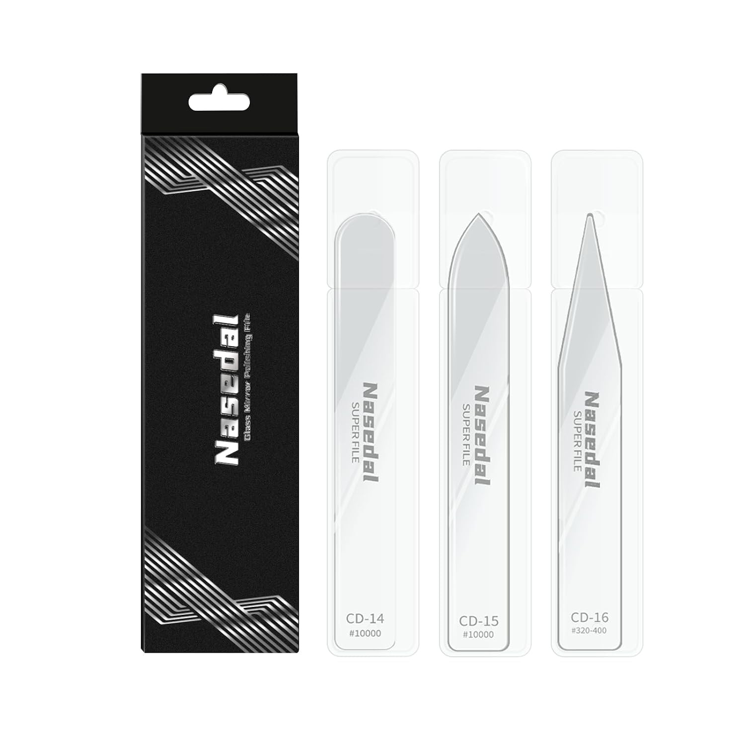 3Pcs Hobby Model Glass File Kit for Gunpla & Scale Models, #320-400 / #10000 Gri