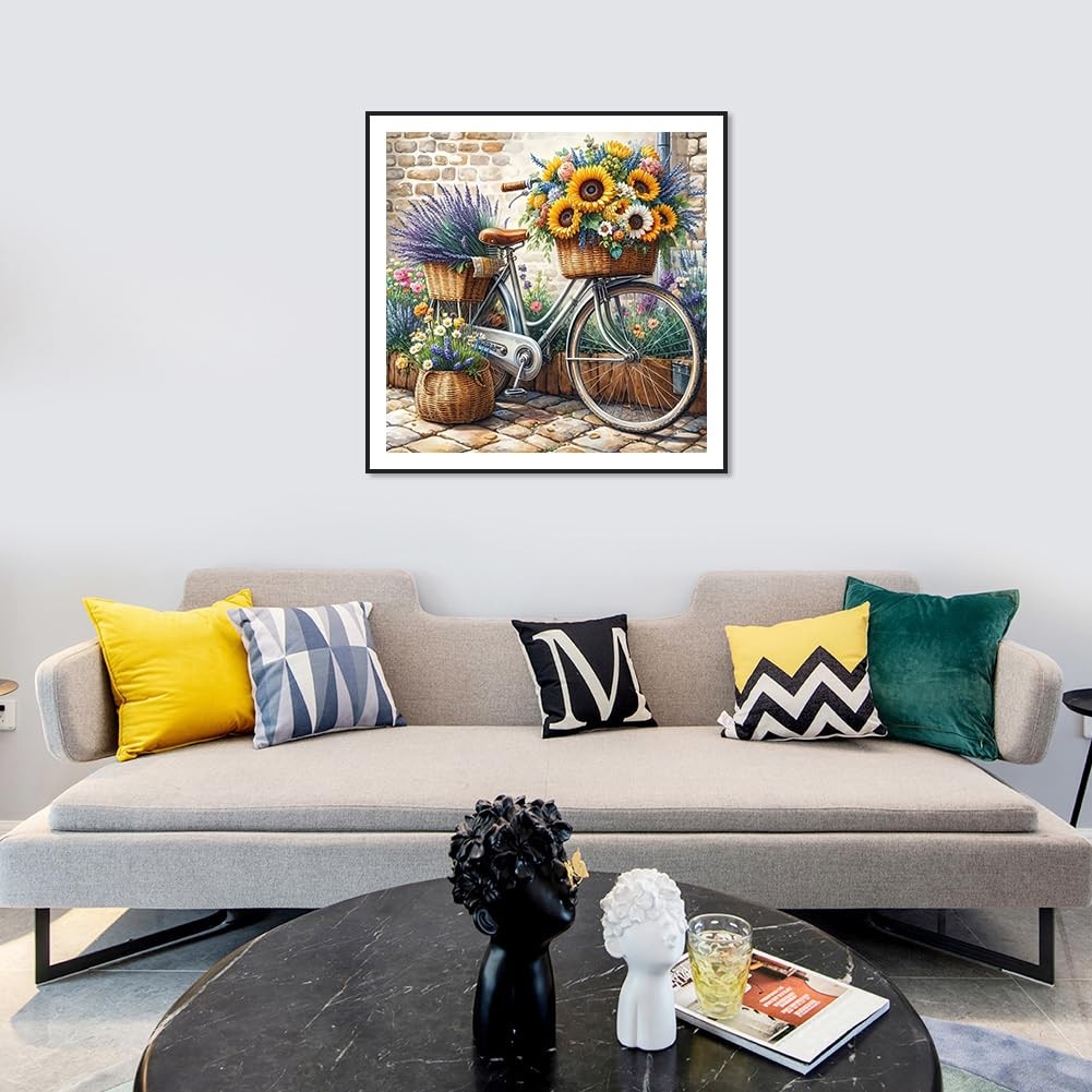 Anuver Diamond Painting Kits for Adults, Flower Bicycles Full Multicolor