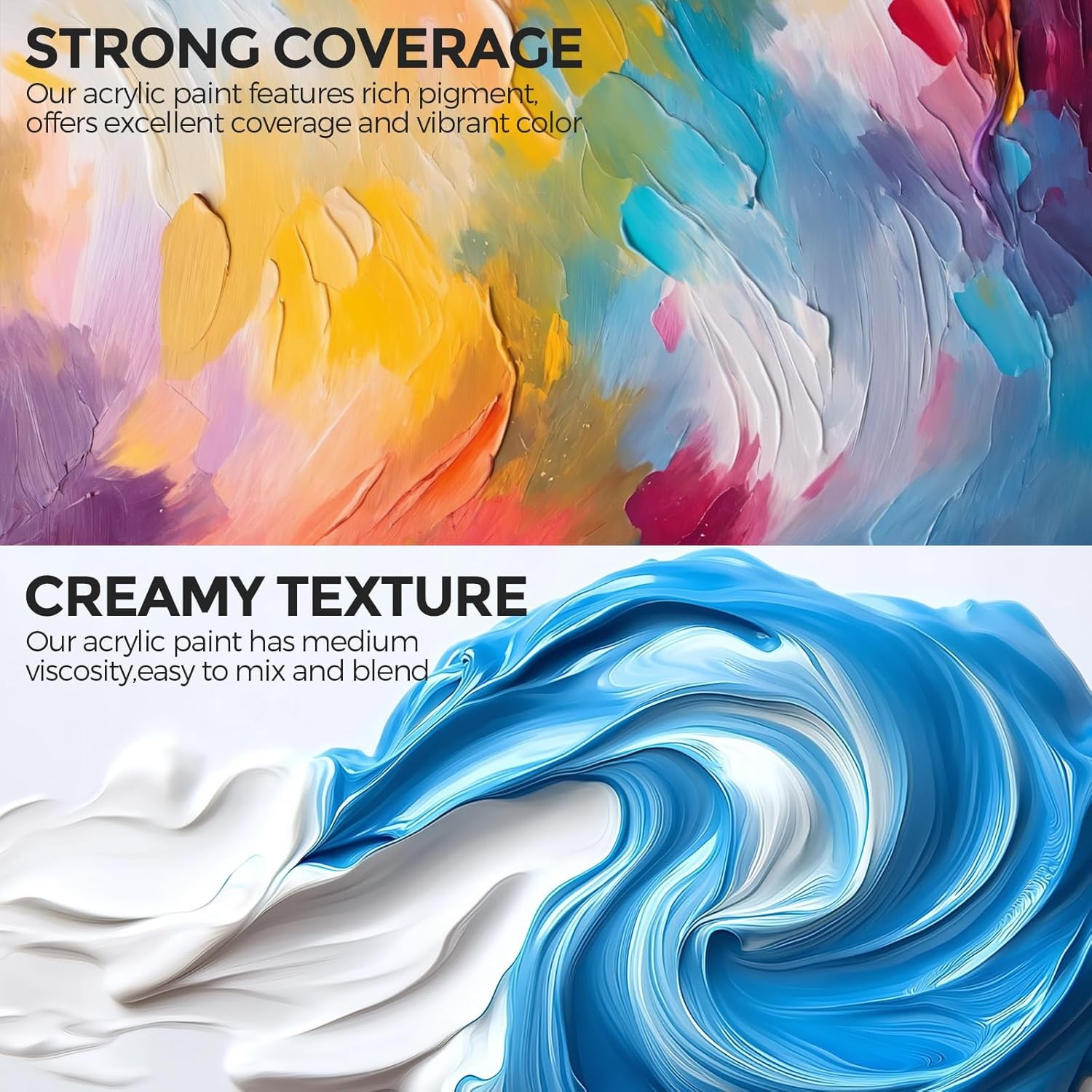 15 Colors Large Acrylic Paint Set (16.9 oz,500 ml), Bulk Acrylic Paint Non-Toxic